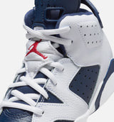 Air Jordan 6 Retro White and Midnight Navy Preschool Lifestyle Shoe - White/Varsity Red/Midnight Navy