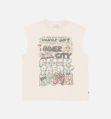 Block Party Cut Off Mens Short Sleeve Shirt - Bone