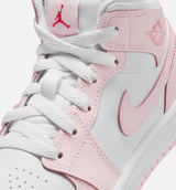 Air Jordan 1 Mid Preschool Lifestyle Shoe - Pink Foam/Fire Red/White