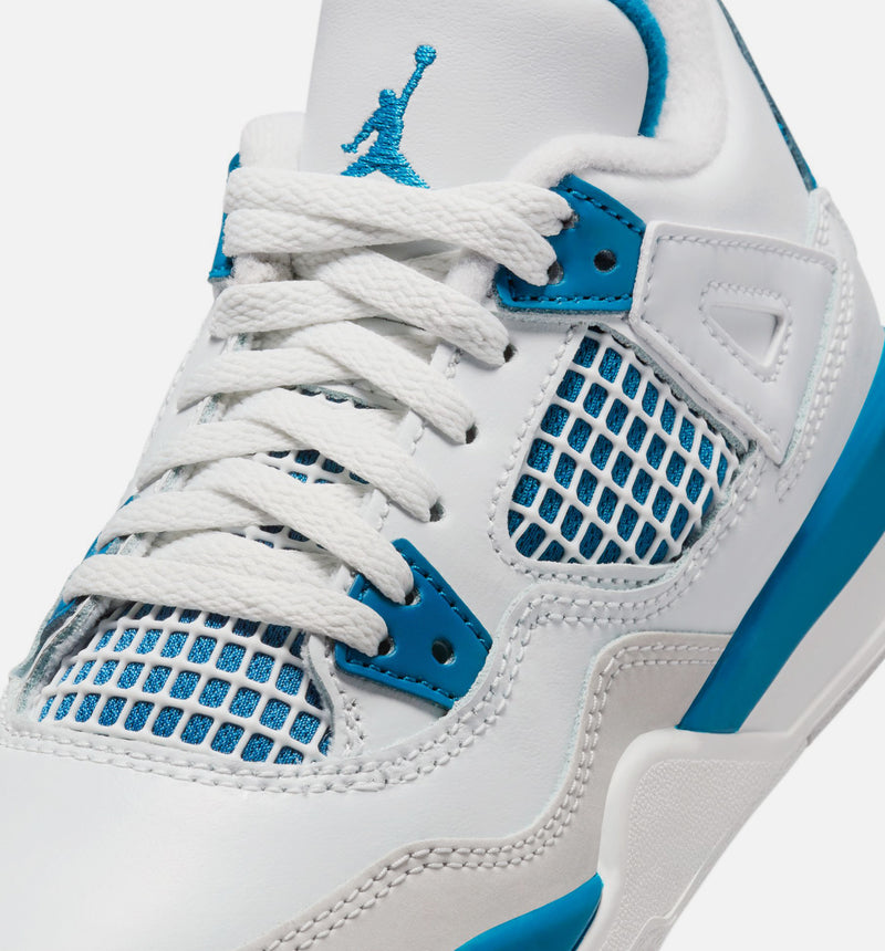 Air Jordan 4 Retro Industrial Blue Preschool Lifestyle Shoe - Off White/Industrial Blue/Neutral Grey