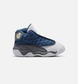 Air Jordan 13 Retro Navy And Flint Grey Infant Toddler Lifestyle Shoe - Navy/University Blue/Flint Grey/White Free Shipping