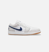 Air Jordan 1 Low Retro Mens Lifestyle Shoe - White/Neutral Grey/Gum Medium Brown/Midnight Navy