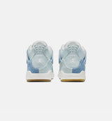 Air Jordan 4 Retro Worn Blue Preschool Lifestyle Shoe - Sail/Worn Blue/Metallic Gold