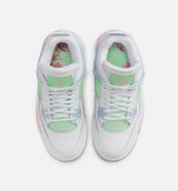 Air Jordan 4 Retro Medium Soft Pink Grade School Lifestyle Shoe - White/Medium Soft Pink/Half Blue