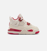 Air Jordan 4 Retro Valentines Day Infant Toddler Lifestyle Shoe - Pale Ivory/Sierra Red/Tough Red
