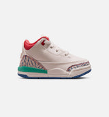 Air Jordan 3 Retro Play Your Way Infant Toddler Lifestyle Shoe - Chalk/Track Red/True Blue/Kinetic Green Free Shipping