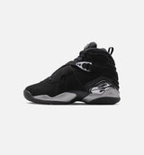 Air Jordan 8 Retro Chrome Black And Light Graphite Grade School Lifestyle Shoe - Black/White/Light Graphite