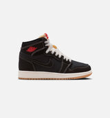 Air Jordan 1 Retro High OG Flight Club Grade School Lifestyle Shoe - Black/Sail/Gum Medium Brown/University Red