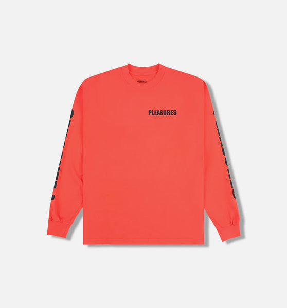 Pleasures P25SP053-ORANGE Impact Staff Mens Long Sleeve Shirt
