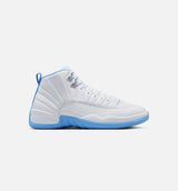 Air Jordan 12 Retro White and University Blue Mens Lifestyle Shoe - White/University Blue/Metallic Silver