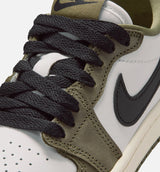 Air Jordan 1 Low OG Medium Olive And Summit White Preschool Lifestyle Shoe - Medium Olive/Black/Summit White/Sail