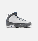 Air Jordan 9 Retro Flint Grey and French Blue Preschool Lifestyle Shoe - White/French Blue/Flint Grey