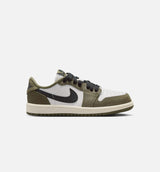 Air Jordan 1 Low OG Medium Olive And Summit White Preschool Lifestyle Shoe - Medium Olive/Black/Summit White/Sail