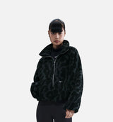 NSW High Pile Cheetah Fleece Zip Up Mens Jacket - Black/Sail