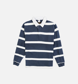 NIKE FN3122-437
 Striped Heavyweight Rugby Mens Long Sleeve Shirt - Blue/White Image 0