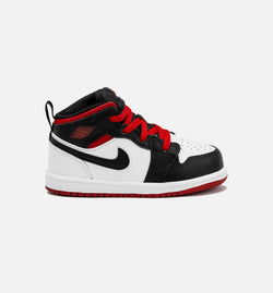 JORDAN DQ8425-106
 Air Jordan 1 Retro Mid SE Gym Red Infant Toddler Lifestyle Shoe - White/Black/Gym Red Image 0