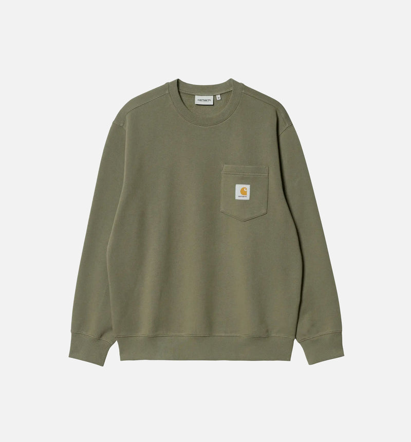 Pocket Sweater Mens Crew - Green