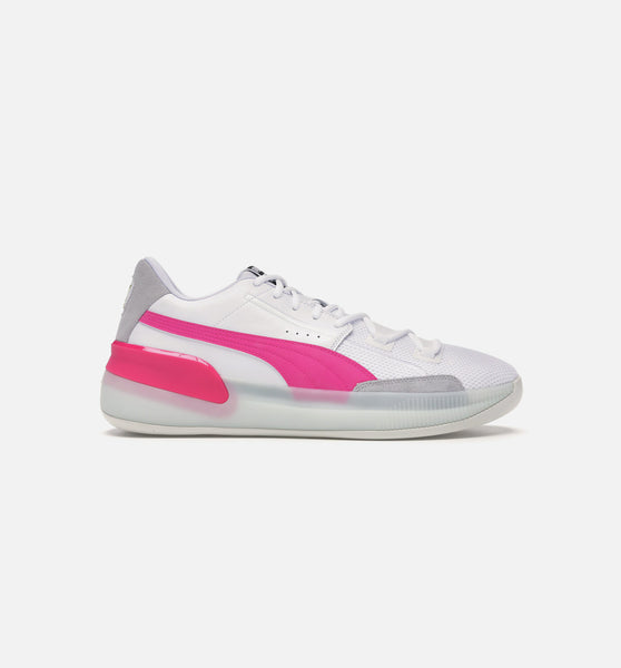 PUMA 193663 03 Clyde Hardwood Mens Basketball Shoe - White/Pink
