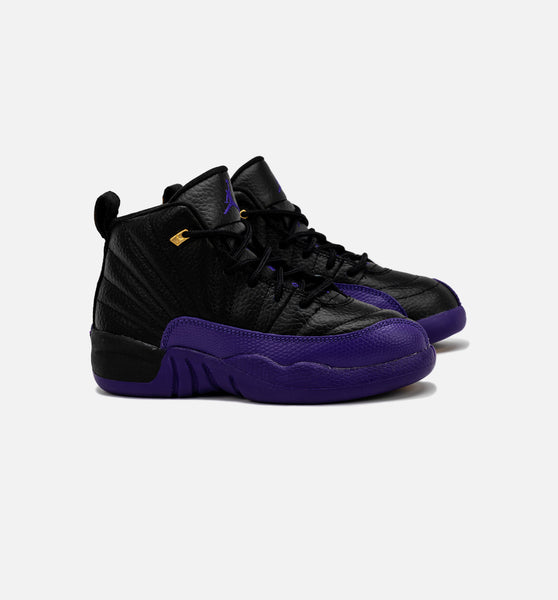 Air Jordan 12 Retro Field Purple Preschool Lifestyle Shoe Black Purple