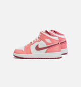 Air Jordan 1 Retro Mid Valentines Day Grade School Lifestyle Shoe - Pink/White Free Shipping