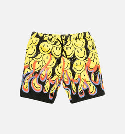 CHINATOWN MARKET SMILEYFLAMESSHORT
 Smiley Flames Mens Shorts - Yellow/Black Image 0