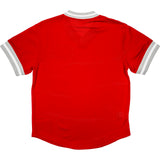 V Neck Mesh Nice Kicks Shirt - Red/White
