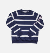 Striped Raglan Crew Mens Shirt - Navy
