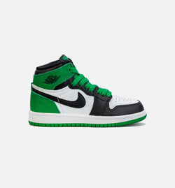 JORDAN FD1412-031
 Air Jordan 1 Retro High OG Lucky Green Preschool Lifestyle Shoe - Black/Green Image 0