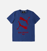 Balmain X Puma Mens Graphic T-Shirt - Blue/Red