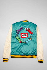 Retro Mens Varsity Jacket - Teal/Multi