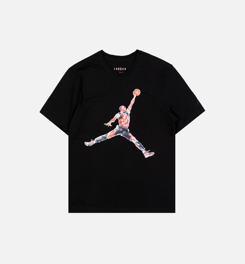 Jumpman Watercolor Mens Short Sleeve Shirt - Black