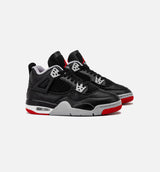 Air Jordan 4 Retro Bred Reimagined Grade School Lifestyle Shoe - Black/Fire Red/Cement Grey/Summit White