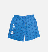 Cream Short Mens Shorts- Blue