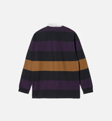 Hansen Stripe Long Sleeve Rugby Polo Mens Long Sleeve Shirt - Black