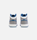 Air Jordan 1 Mid True Blue Grade School Lifestyle Shoe - Grey/Blue