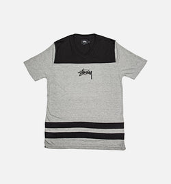 STUSSY 114870-GHEA
 Double Stripe V Neck Mens T-Shirt - Grey/Black Image 0