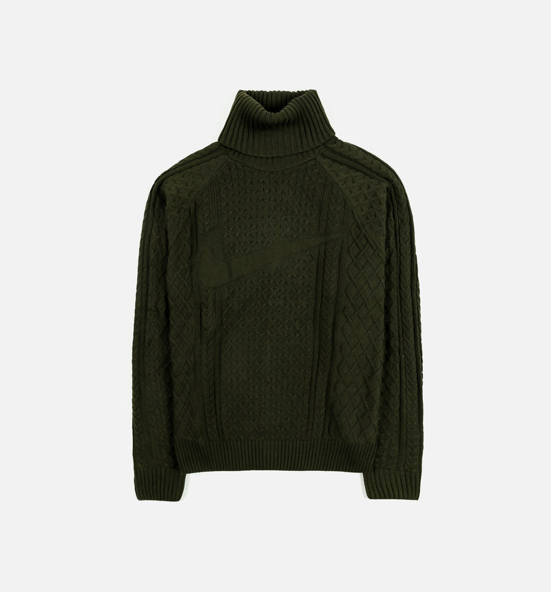 NSW Cable Knit Turtleneck Mens Sweater - Green