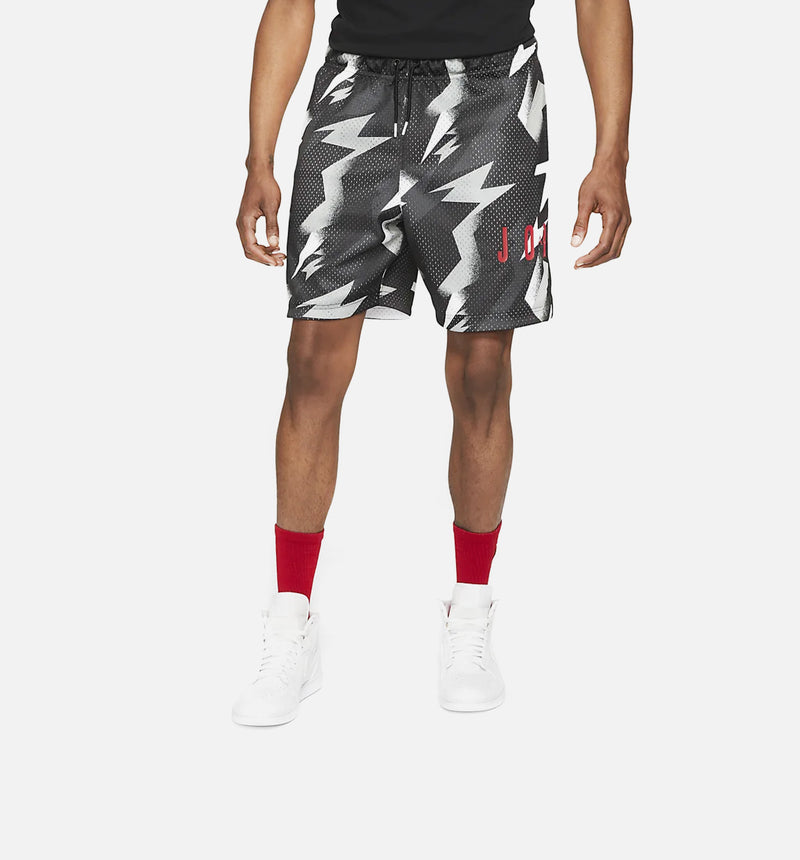 Jumpman Air Printed Mesh Mens Shorts - Black/White/Red