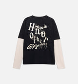 Just Be Mens Long Sleeve Shirt - Black/White