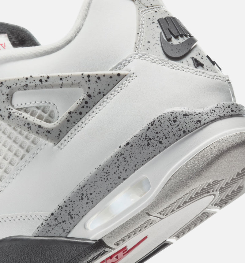 Air Jordan 4 Retro White Cement Mens Lifestyle Shoe - Summit White/Fire Red/Cement Grey/Black Limit One Per Customer