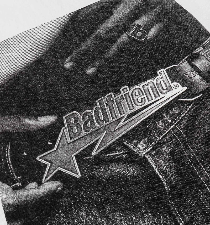 Star Logo Photo Mens Short Sleeve Shirt - White