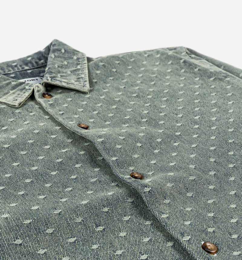 Rizort RZ26S702 Dobby Button Up Mens Short Sleeve Shirt - Blue