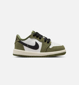 Air Jordan 1 Low OG Medium Olive And Summit White Infant Toddler Lifestyle Shoe - Medium Olive/Black/Summit White/Sail)
