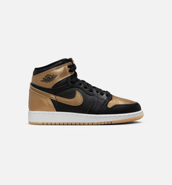 JORDAN FD1437-071
 Air Jordan 1 Retro High OG Black and Gold Grade School Lifestyle Shoe - Black/Metallic Gold/Sail Image 0