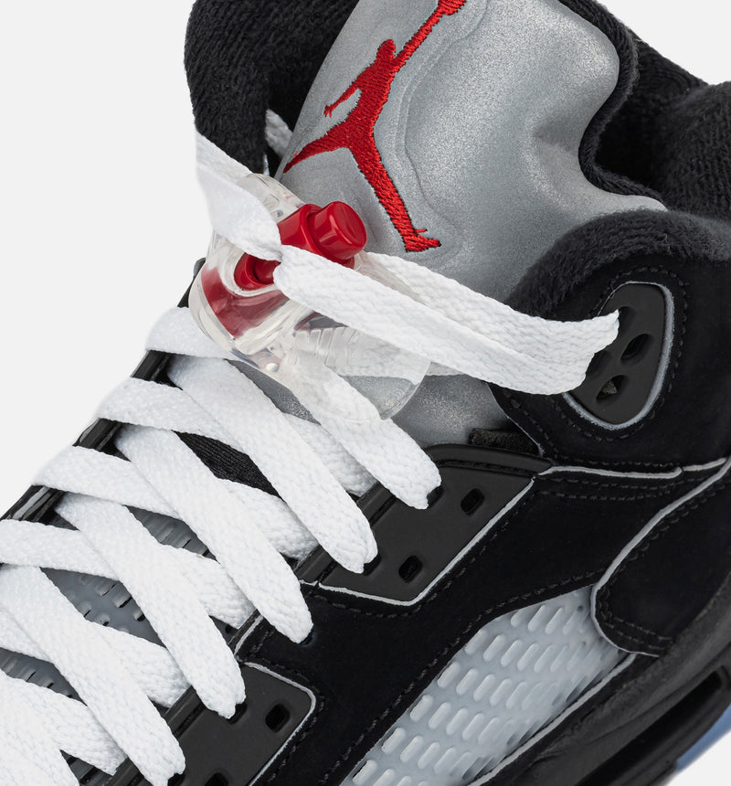 Air Jordan 5 Retro Reimagined Grade School Lifestyle Shoe - Black/White/Metallic Silver/Fire Red