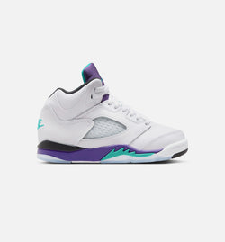 JORDAN HQ7979-100
 Air Jordan 5 Retro Grape Preschool Lifestyle Shoe - White/New Emerald/ Grape Ice/Black Image 0