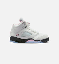 JORDAN HQ7980-102
 Air Jordan 5 OG Grade School Lifestyle Shoe - White/Soft Pink/Black Image 0