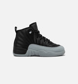 Air Jordan 12 Retro Black And Wolf Grey Preschool Lifestyle Shoe - Black/Wolf Grey/White