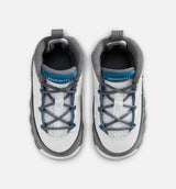 Air Jordan 9 Retro Flint Grey and French Blue Infant Toddler Lifestyle Shoe - White/French Blue/Flint Grey