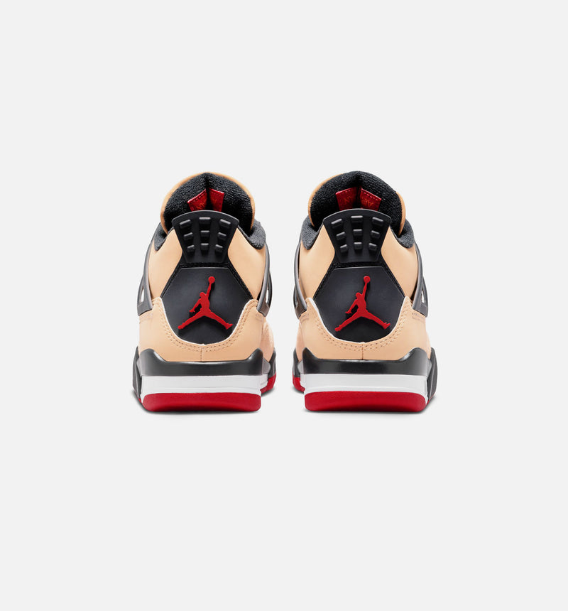 Air Jordan 4 Retro Grade School Lifestyle Shoe - Sesame/Fire Red/Black/White